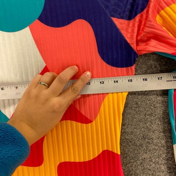 New Candy Girl Dress Women S Small Blue Geometric Maxi Long Cotton Long Sleeve - Picture 7 of 11